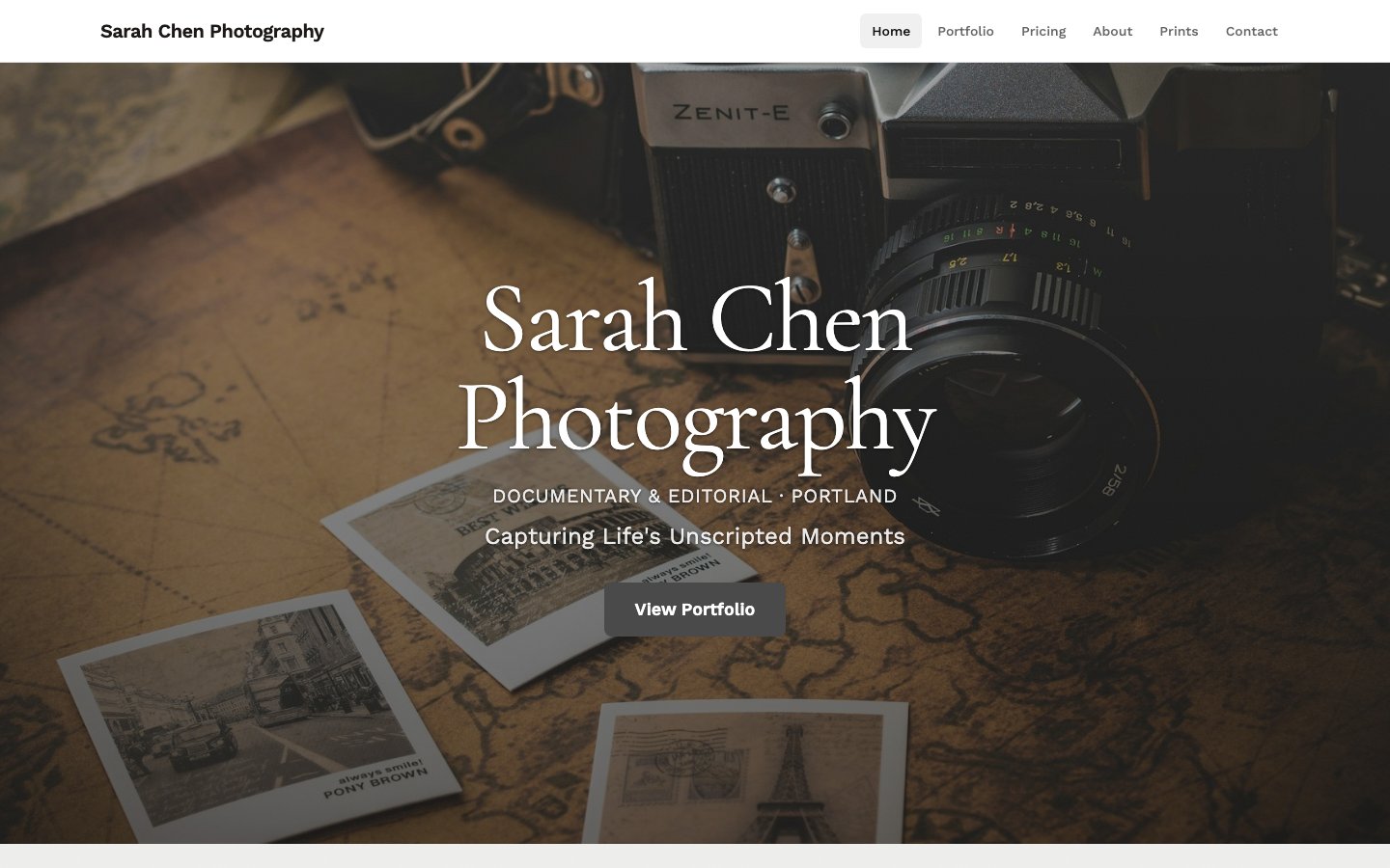 Sample Photographers website built with Stedda